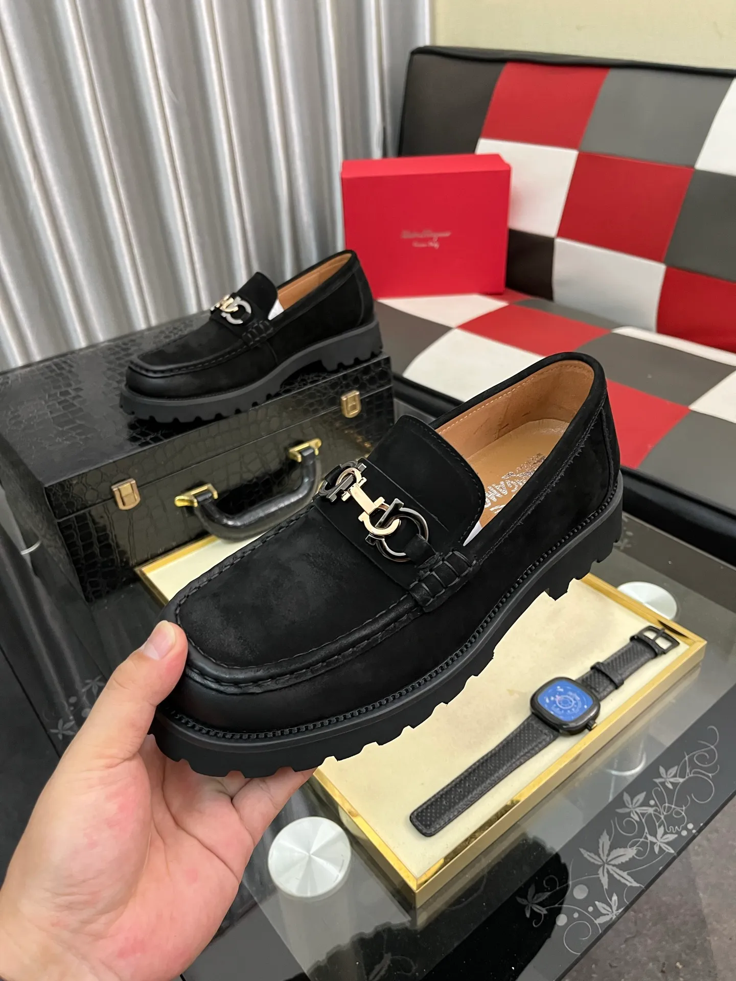 Men's shoes 💰500⌚️⌚️[Salvatore Ferragamo] Ferragamo business leather shoes, 1:1 top purchasing quality, imported selected original open-edge beaded calfskin for the uppers, imported original water-dyed cowhide for the inner feet, imported original customized Italian handmade lightweight foam outsole, size: 38-44 2️⃣colors available